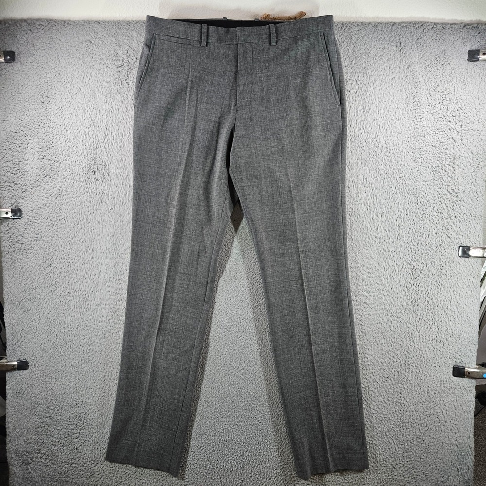 Theory Marlo Micro Twist Suit Pants Mens 34x34 Grey Wool Dress Trousers